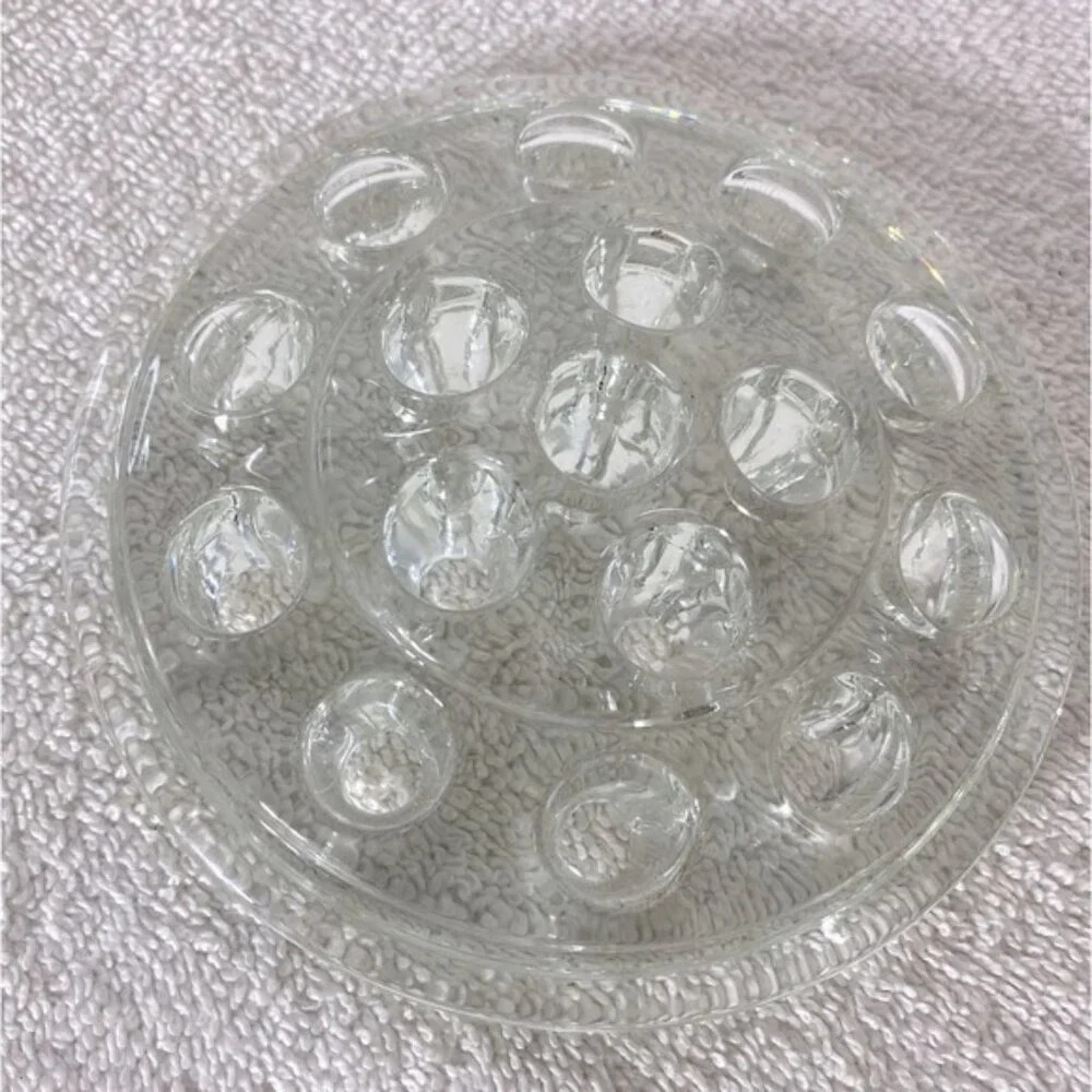 Vintage Clear Glass 16 Hole  Flower Frog Flower Holder Stem Holder Arrangement